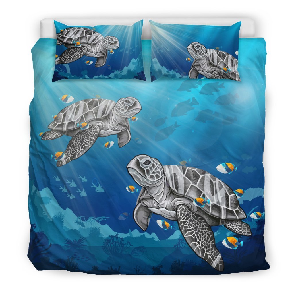 Hawaii Turtle In The Ocean Bedding Set - AH-BEDDING SETS-Alohawaii-US King-Black-Polyester-Vibe Cosy™
