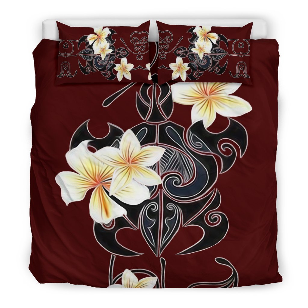 Turtle Plumeria Bedding Set - AH-BEDDING SETS-Alohawaii-Bedding Set-US King-Black-Vibe Cosy™