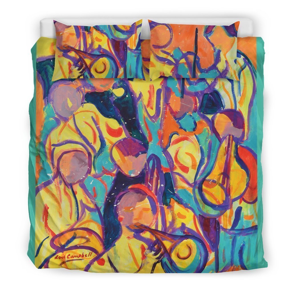 Trumpets (Beige lining) bedding set-6teenth World™-Bedding Set-King-Vibe Cosy™