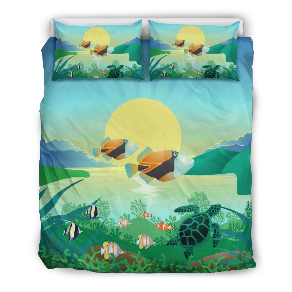 Humuhumunukunukuapua Hawaiian Bedding Set - AH - K5-BEDDING SETS-Phaethon-US Queen/Full-Black-Polyester-Vibe Cosy™