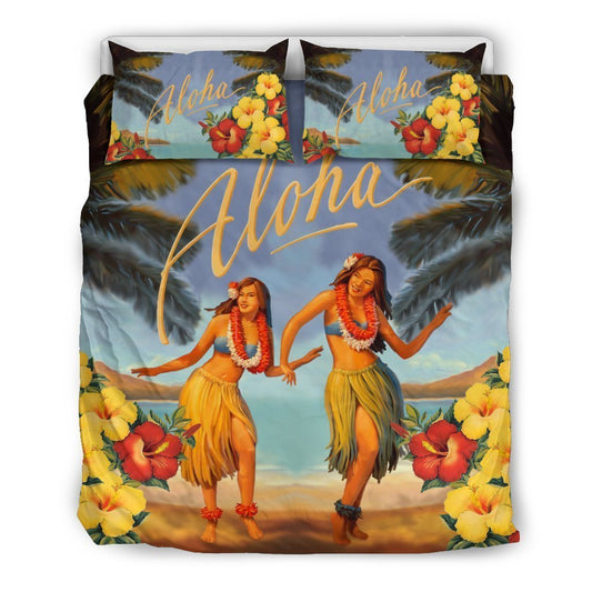 Aloha Hawaiian Bedding Set - AH - K5-BEDDING SETS-Phaethon-US Queen/Full-Black-Polyester-Vibe Cosy™