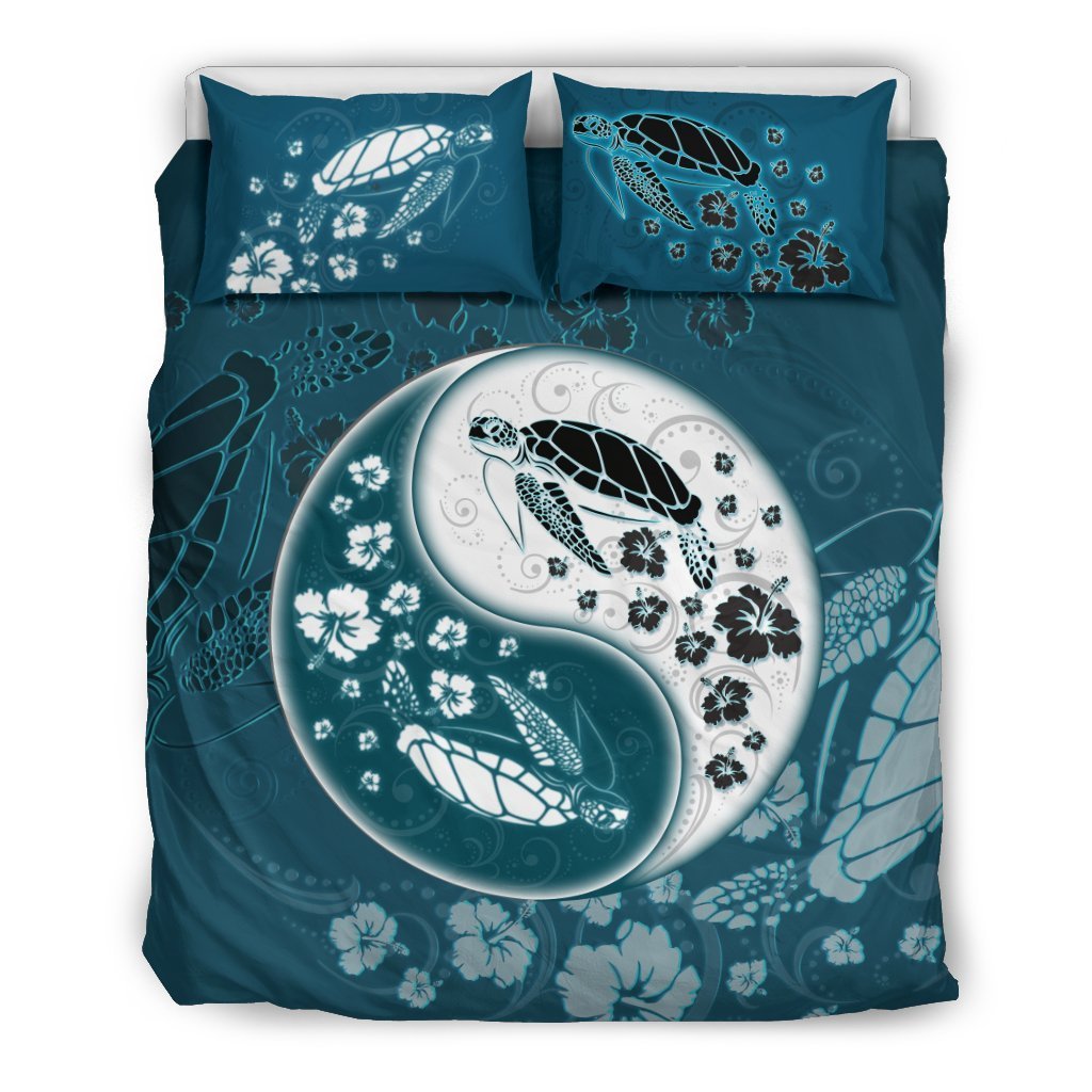 Turtle Bedding Set YinYang Style - AH-BEDDING SETS-Alohawaii-US Queen/Full-Black-Polyester-Vibe Cosy™