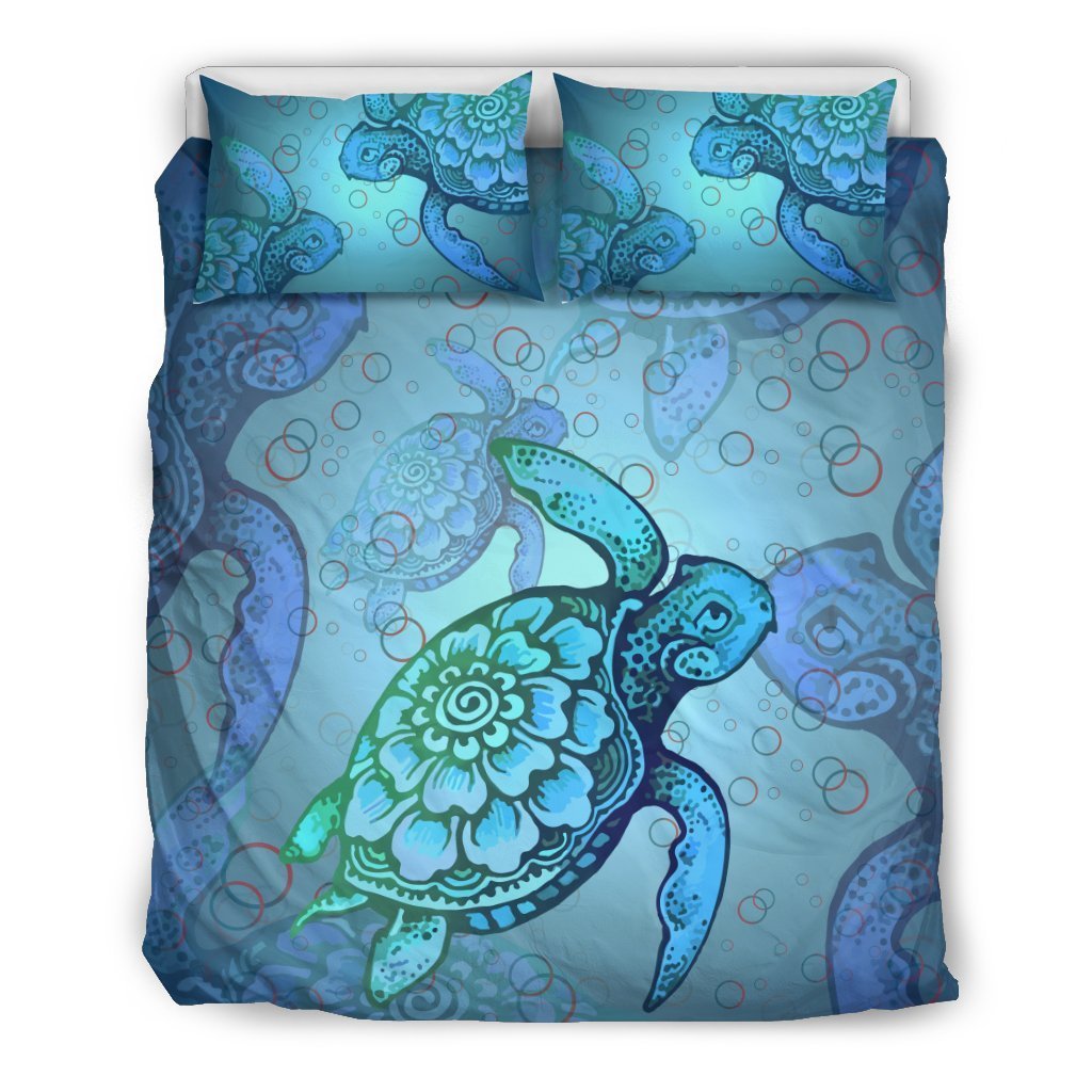 Turtle Bedding Set - AH-BEDDING SETS-Alohawaii-US Queen/Full-Black-Polyester-Vibe Cosy™