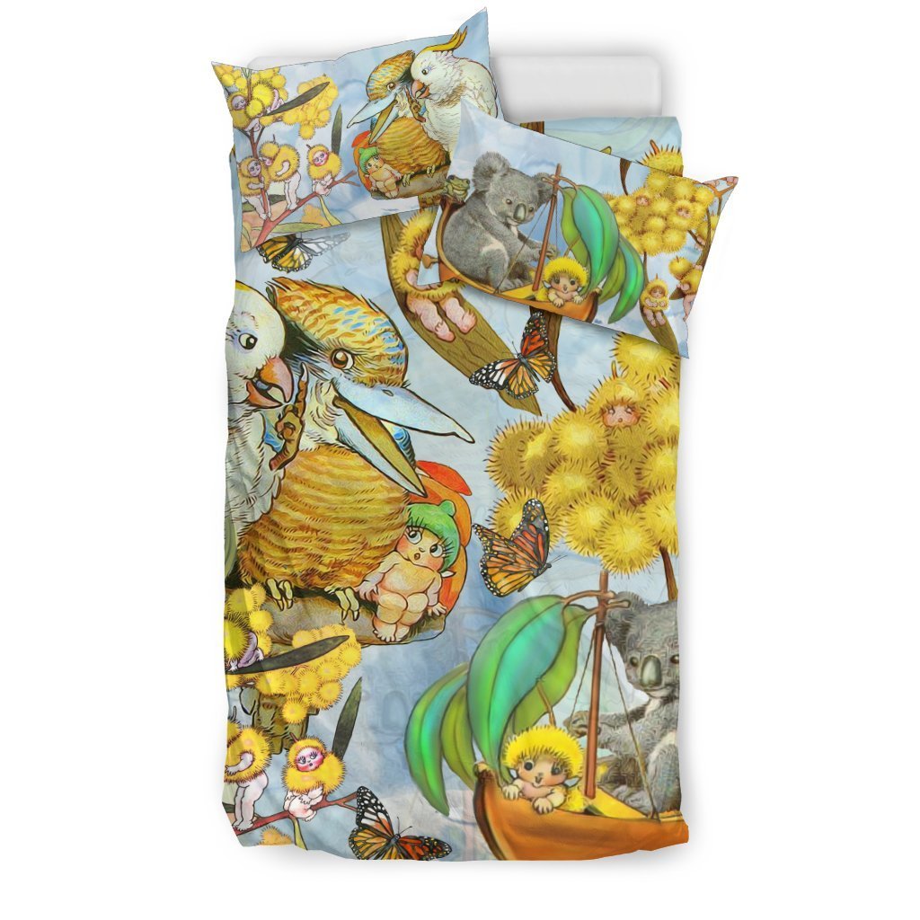 Australia Koala Kookaburra Duvet Cover k7-BEDDING SETS-HP Arts-Bedding Set - Black - Australia Koala Kookaburra Duvet Cover K2-Twin-Vibe Cosy™