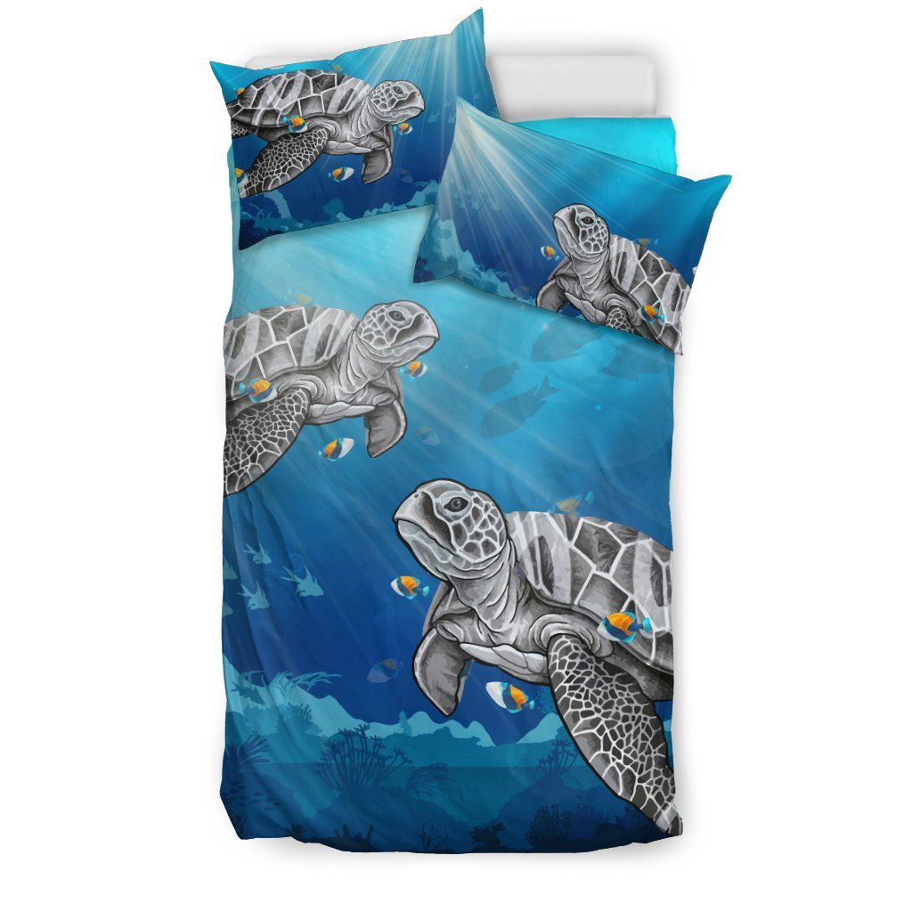 Hawaii Turtle In The Ocean Bedding Set - AH-BEDDING SETS-Alohawaii-US Twin-Black-Polyester-Vibe Cosy™