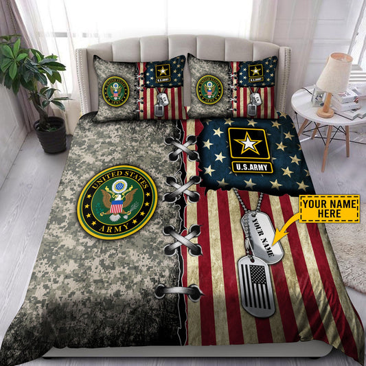 Custom name US Army Veteran Camo Bedding Set Proud Military NTN21052102