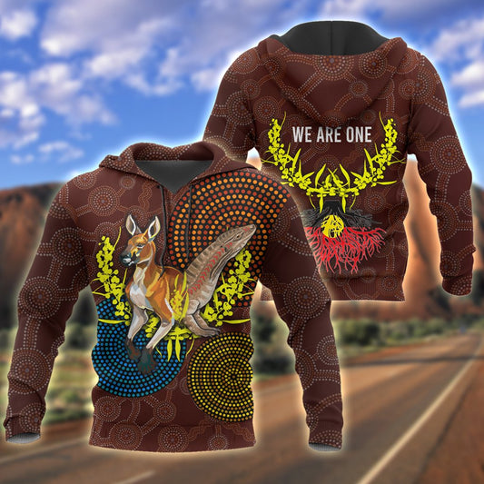 We are one Koori and Australia all over shirt for men and women brown TR030401-Apparel-Huyencass-Hoodie-S-Vibe Cosy™