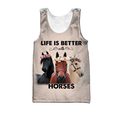 Life is Better with Horses 3D All Over Printed Shirts