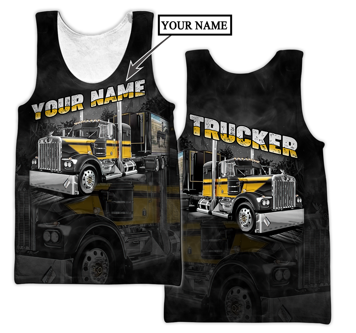 Personalized Name Trucker 3D All Over Printed Shirts For Men and Women