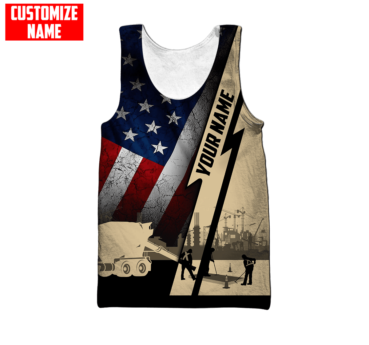 US Concrete Finisher Custom name 3D printed shirts