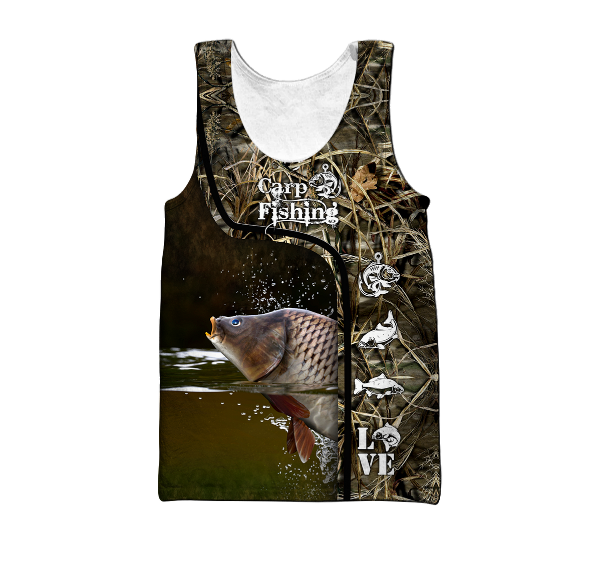 Custom name Carp Fishing water camo 3D print shirts