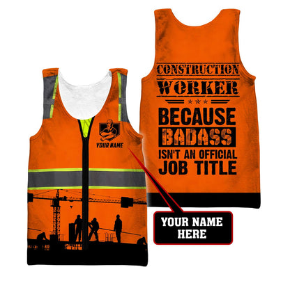 Premium Personalized 3D Printed Badass Construction Worker Shirts MEI