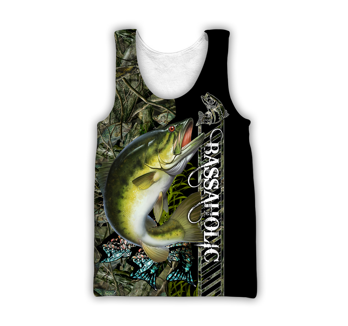 Fishaholic Bass Fishing camo unisex 3d all over printed shirts