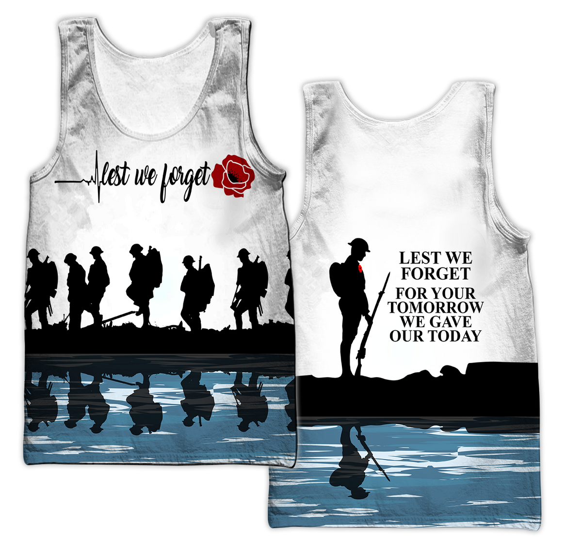 Lest we forget Honor the fallen AU Veteran 3D print shirts