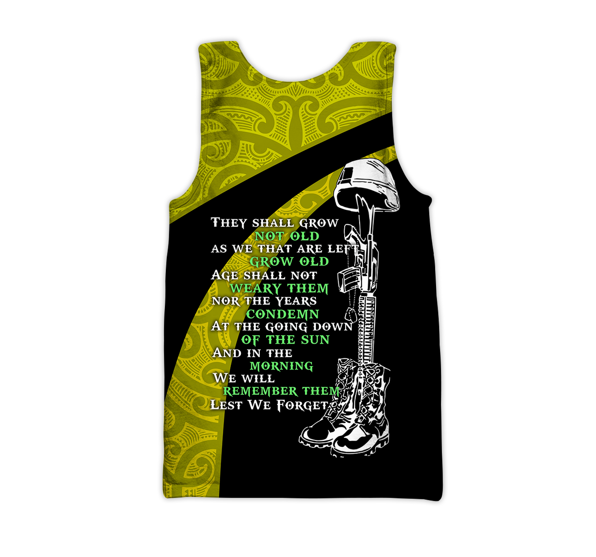 Anzac day the ode fern-wattle Australia and Kiwi Veteran yellow 3D print shirt
