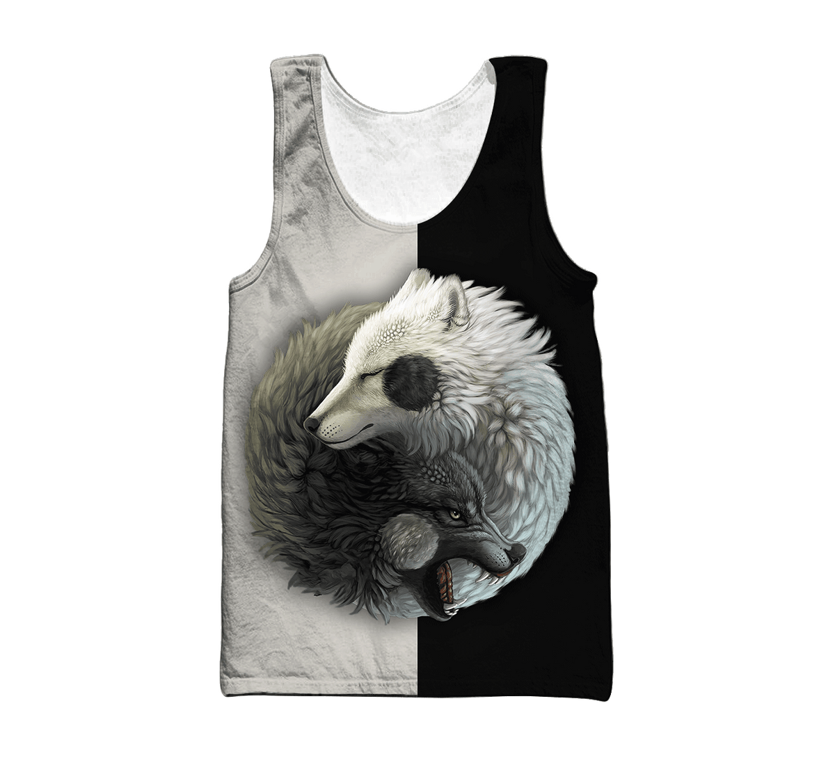 Wolf Yin and Yang 3D All Over Printed Unisex Deluxe Hoodie ML