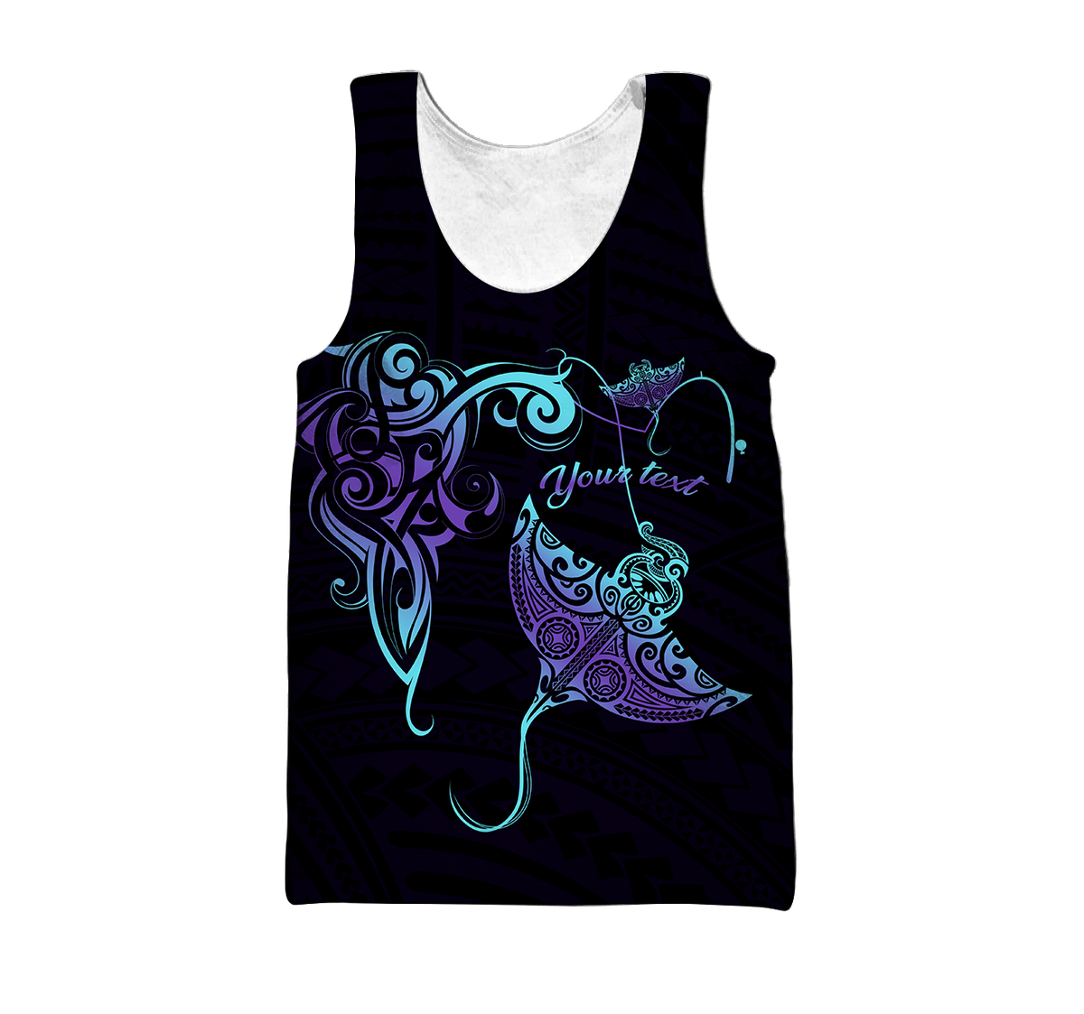 Amazing Polynesian Blue And Purple Ray Tattoo Personalized Unisex Deluxe Hoodie ML