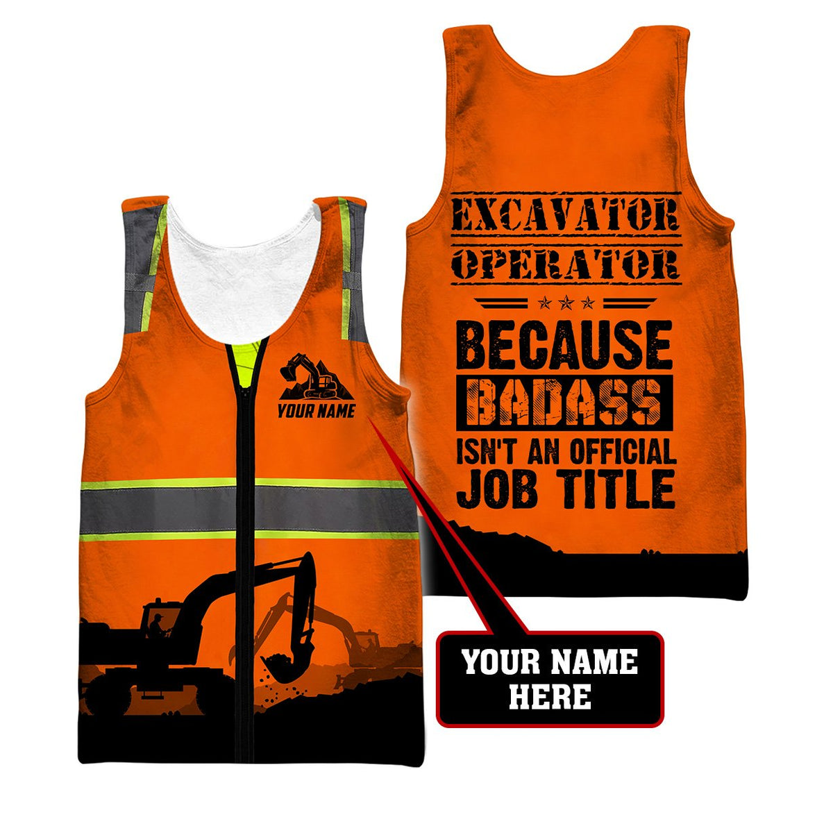 Premium Personalized 3D Printed Badass Excavator Operator Shirts MEI