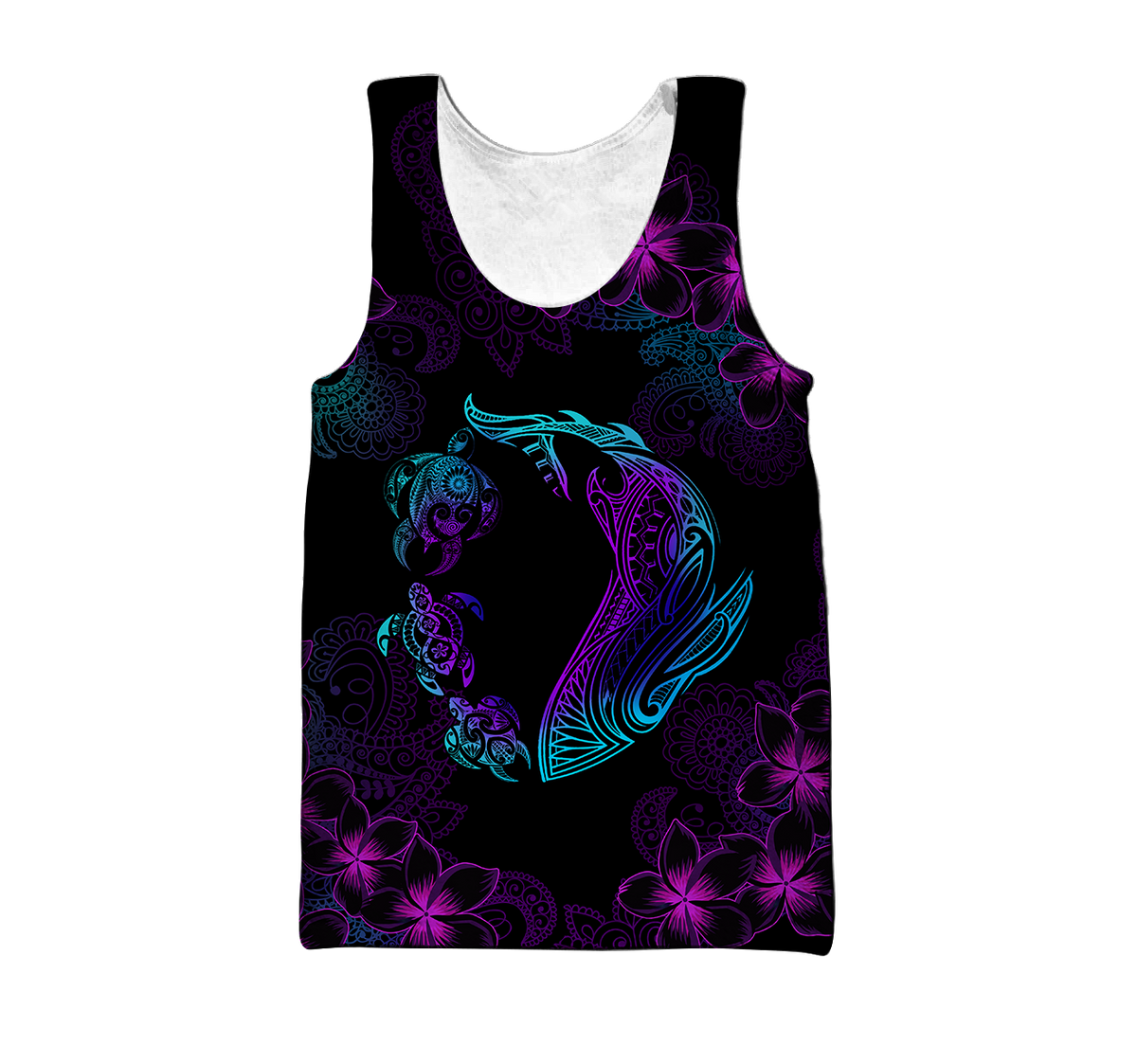 Turtle And Shark Habiscus Hawaii 3D Unisex Shirt