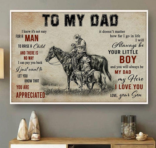 To My Dad From Son Horse Riding 3D All Over Printed Poster Horizontal
