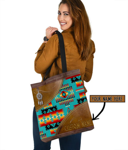 Custom Name Native American 3D Printed Canvas Tote Bag