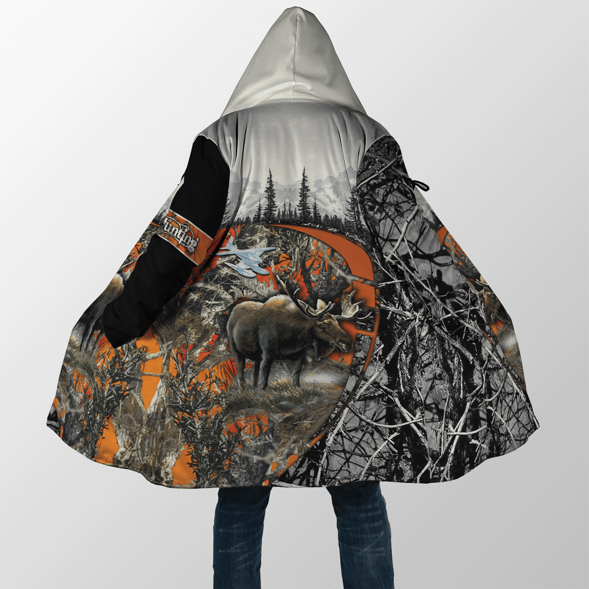 Moose Hunting Camo 3D Over Printed Unisex Deluxe Hoodie ML
