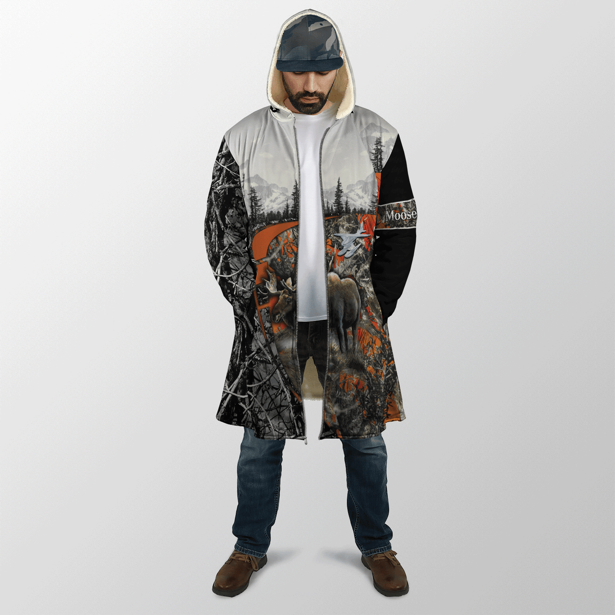 Moose Hunting Camo 3D Over Printed Unisex Deluxe Hoodie ML
