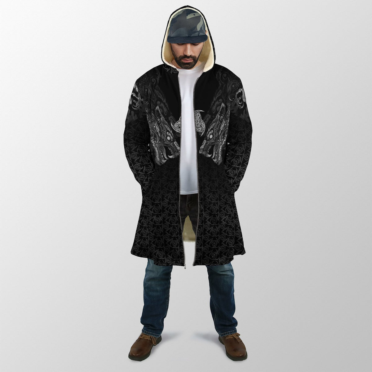 Fenrir Wolf Viking 3D All Over Printed Unisex Deluxe Hoodie ML