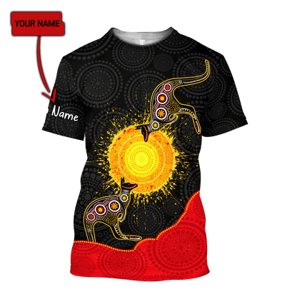 Custom name Aboriginal Flag Kangaroo Sunset Glow Combo T-Shirt Short