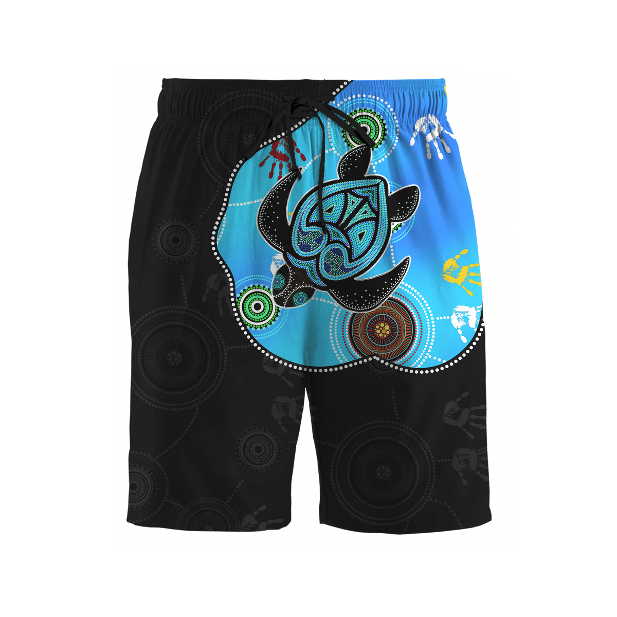 Aboriginal Art Blue Style Turtle Dreaming Paintings Combo T-Shirt Short