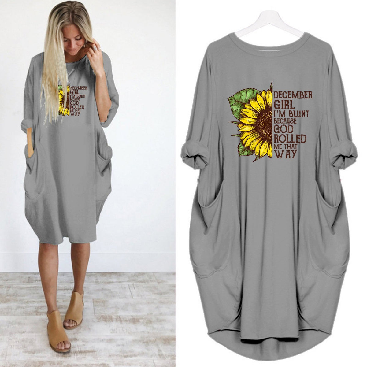 December Girl Im Blunt Because God Rolled Me That Way Dress-Apparel-GP Art-Dress-S-Vibe Cosy™