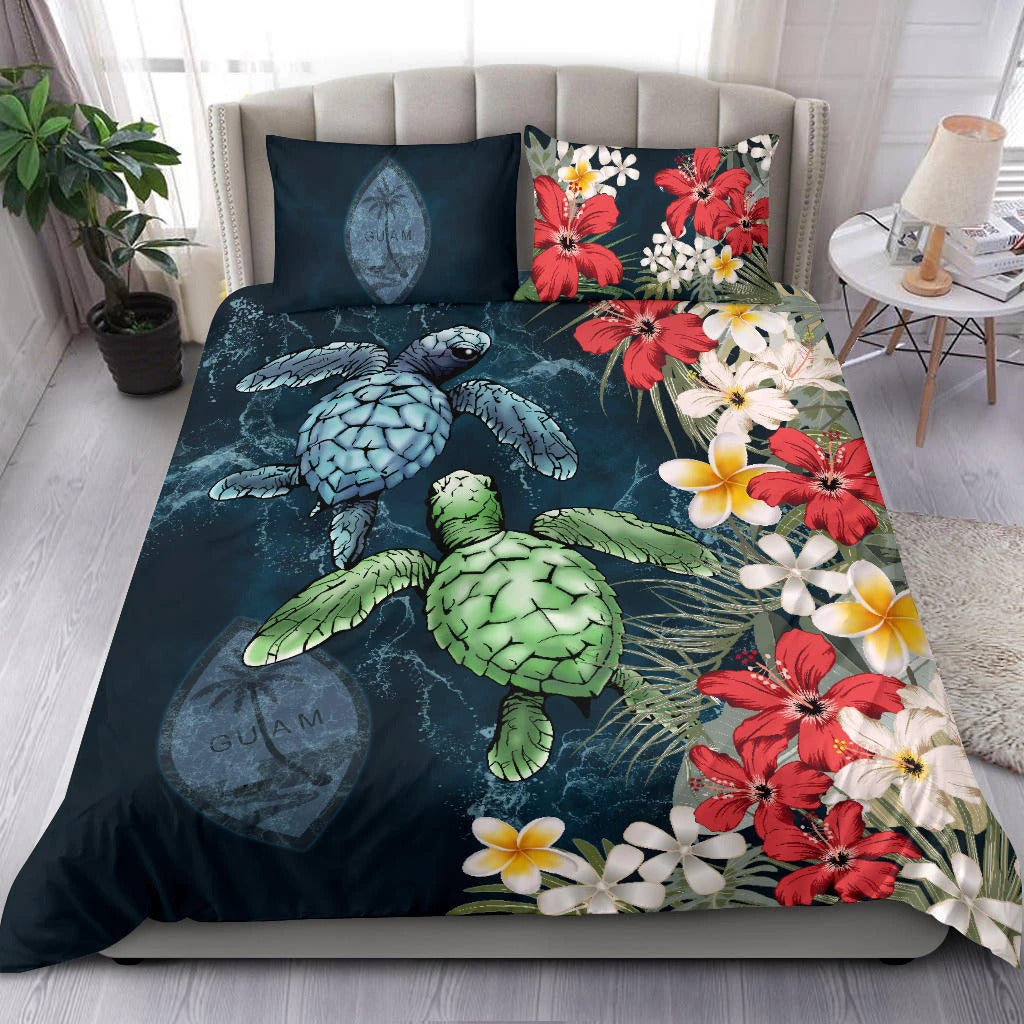 Guam bedding set, sea turtle tropical hibiscus and plumeria HG52202-HG-US Twin-Vibe Cosy™