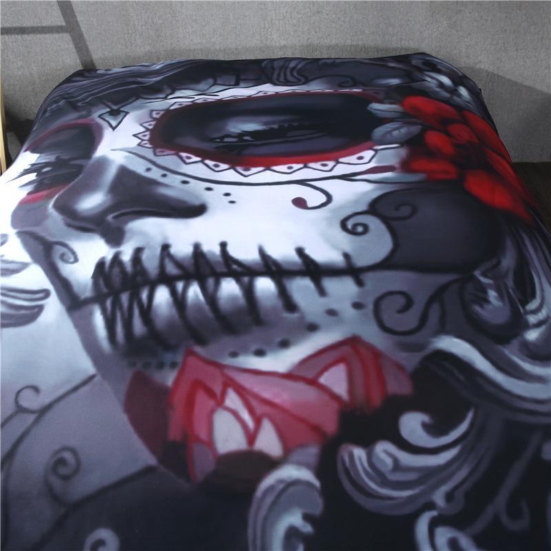 3D Skull Makeup Bedding Set-Bedding Sets-6teenth Outlet-Twin size 3pcs-Vibe Cosy™