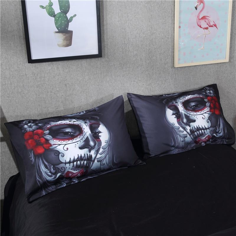3D Skull Makeup Bedding Set-Bedding Sets-6teenth Outlet-Twin size 3pcs-Vibe Cosy™