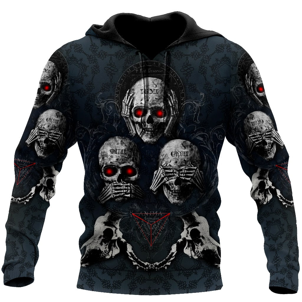 Hear No Evil, See No Evil, Speak No Evil Skulls Hoodie For Men And Women