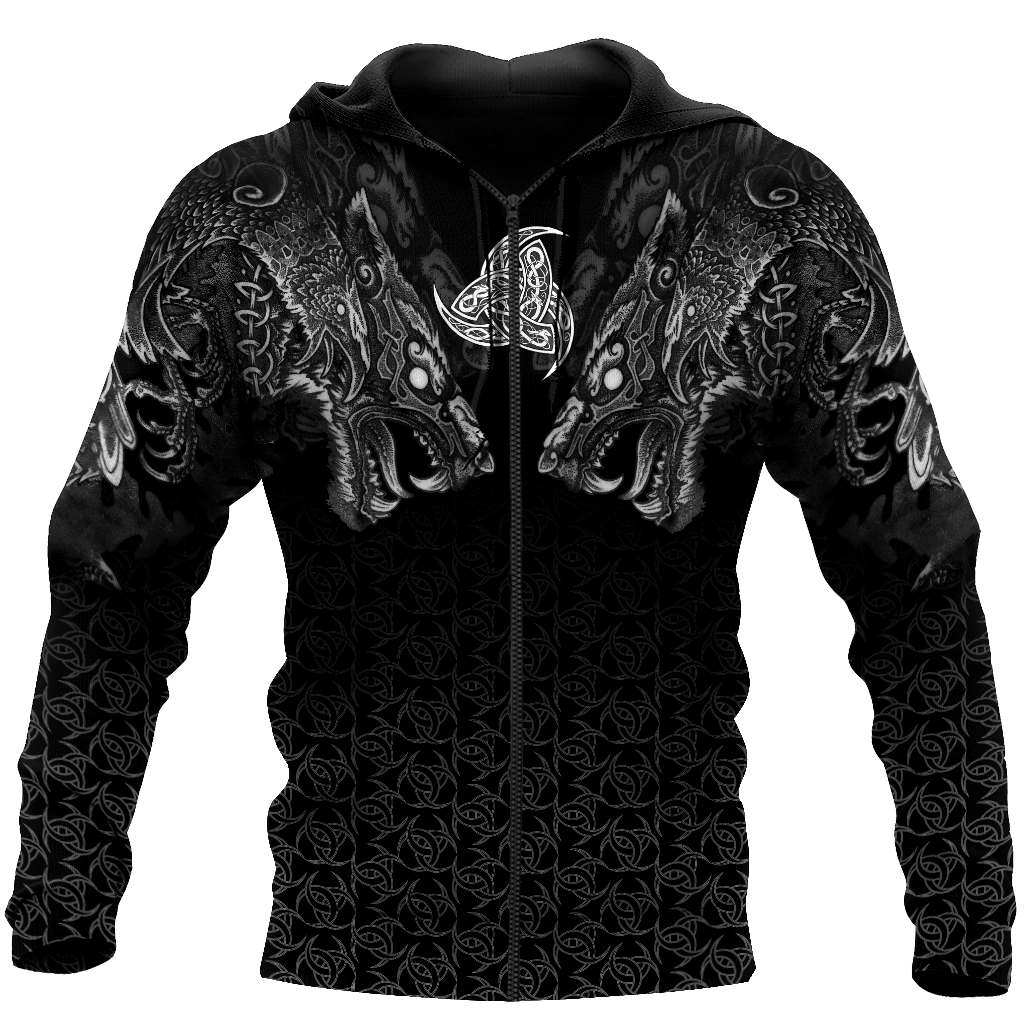 Fenrir Wolf Viking 3D All Over Printed Unisex Deluxe Hoodie ML