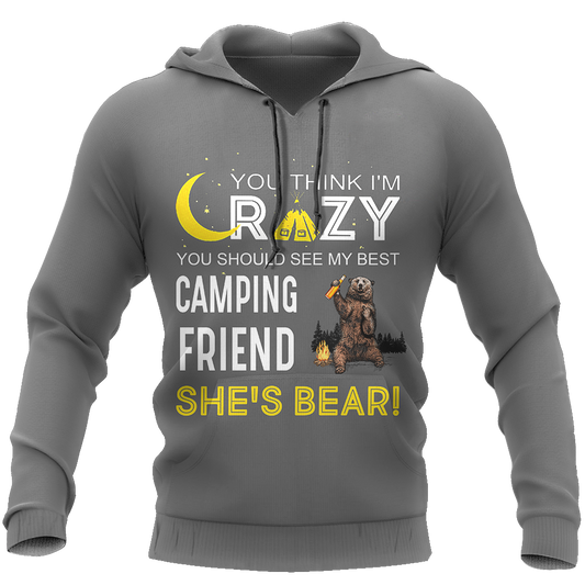 You Think I'm Crazy - Camping Bear NNKB107-Apparel-NNK-Hoodie-S-Vibe Cosy™