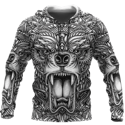 BEAR TATTOO 3D ALL OVER PRINTED SHIRTS FOR MEN AND WOMEN AZ071201 PL-Apparel-PL8386-Hoodie-S-Vibe Cosy™