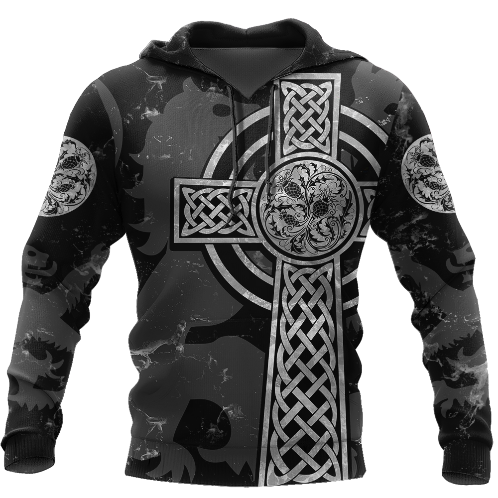 Scottish Thristle Celtic Cross grey ver3 Hoodie AZ210204-Apparel-PL8386-Hoodie-S-Vibe Cosy™