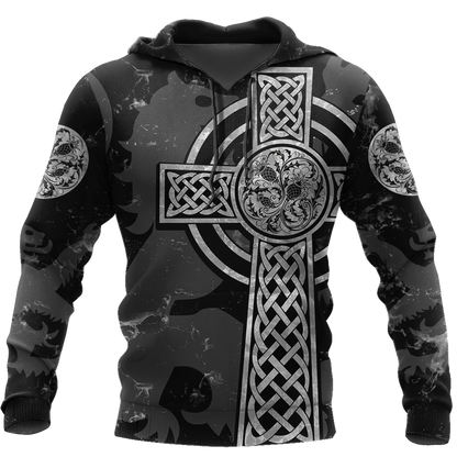 Scottish Thristle Celtic Cross grey ver3 Hoodie AZ210204-Apparel-PL8386-Hoodie-S-Vibe Cosy™