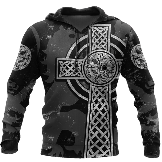 Scottish Thristle Celtic Cross grey ver3 Hoodie AZ210204-Apparel-PL8386-Hoodie-S-Vibe Cosy™