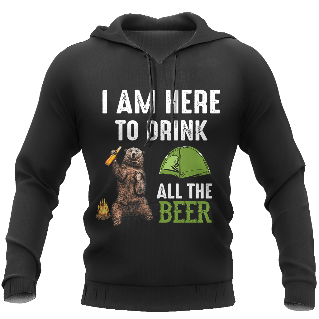 I Am Here To Drink All The Beer - Camping Bear NNKB108-Apparel-NNK-Hoodie-S-Vibe Cosy™
