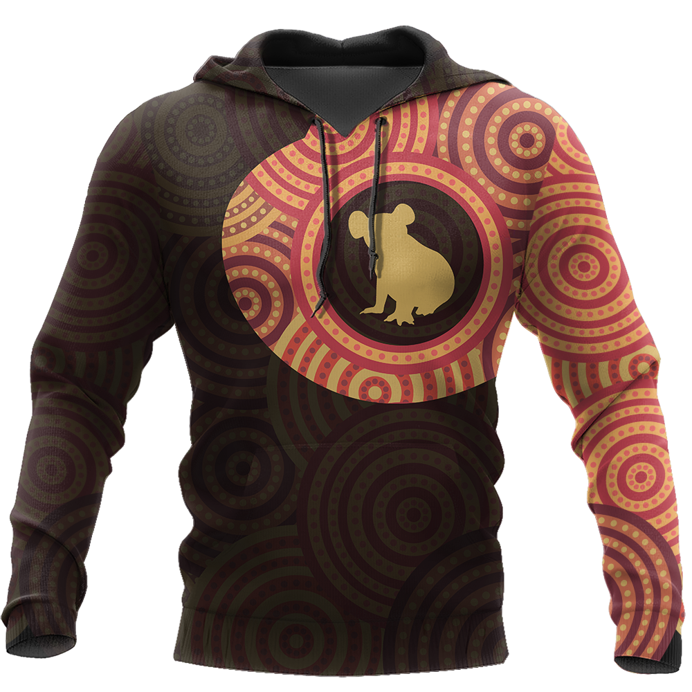 Australia In My Heart Aboriginal Tattoo Koala Hoodie Yellow AZ200201-Apparel-PL8386-Hoodie-S-Vibe Cosy™