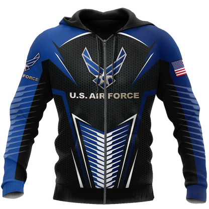 US AirForce skull 3d all over printed for man and women Pi270202 PL-Apparel-PL8386-ZIPPED HOODIE-S-Vibe Cosy™
