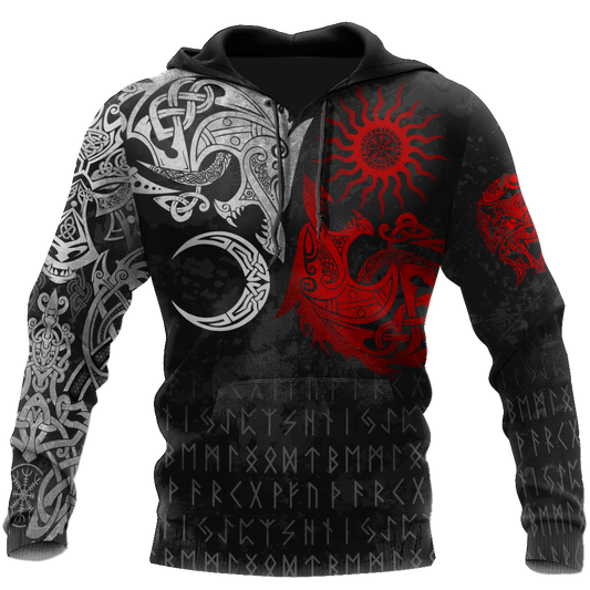 Ragnarok Monsters Red Sköll and Hati 3D All Over Print Hoodie