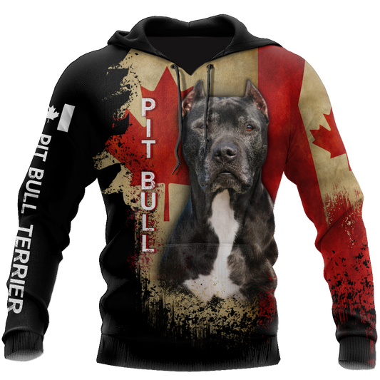 Pit Bull Canada Flag 3D All Over Print Hoodie TR2509201