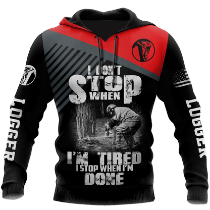 Logger Chainsaw I'm Stop When I Am Done Red Unisex Shirts