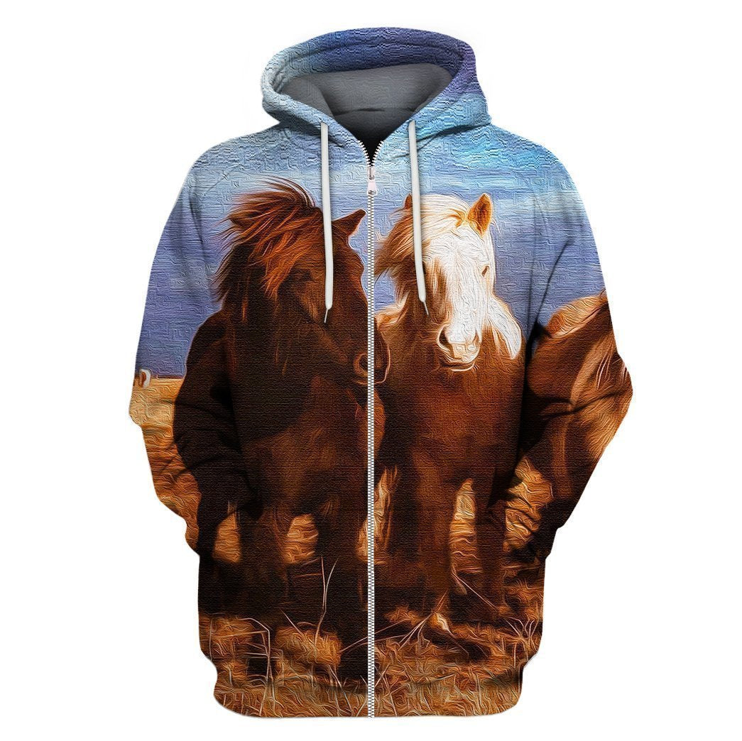 3D All Over Print Animals Horse Hoodie-Apparel-Phaethon-Zip-S-Vibe Cosy™