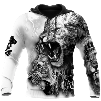White Lion Tattoo 3D All Over Printed Shirt for Men and Women
