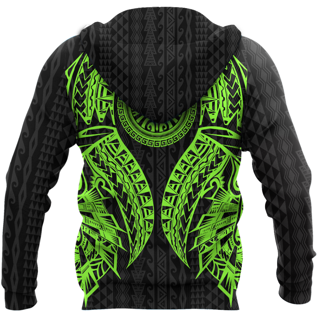 Amazing Polynesian Tattoo Green Hoodie-ML-Apparel-ML-Zipped Hoodie-S-Vibe Cosy™
